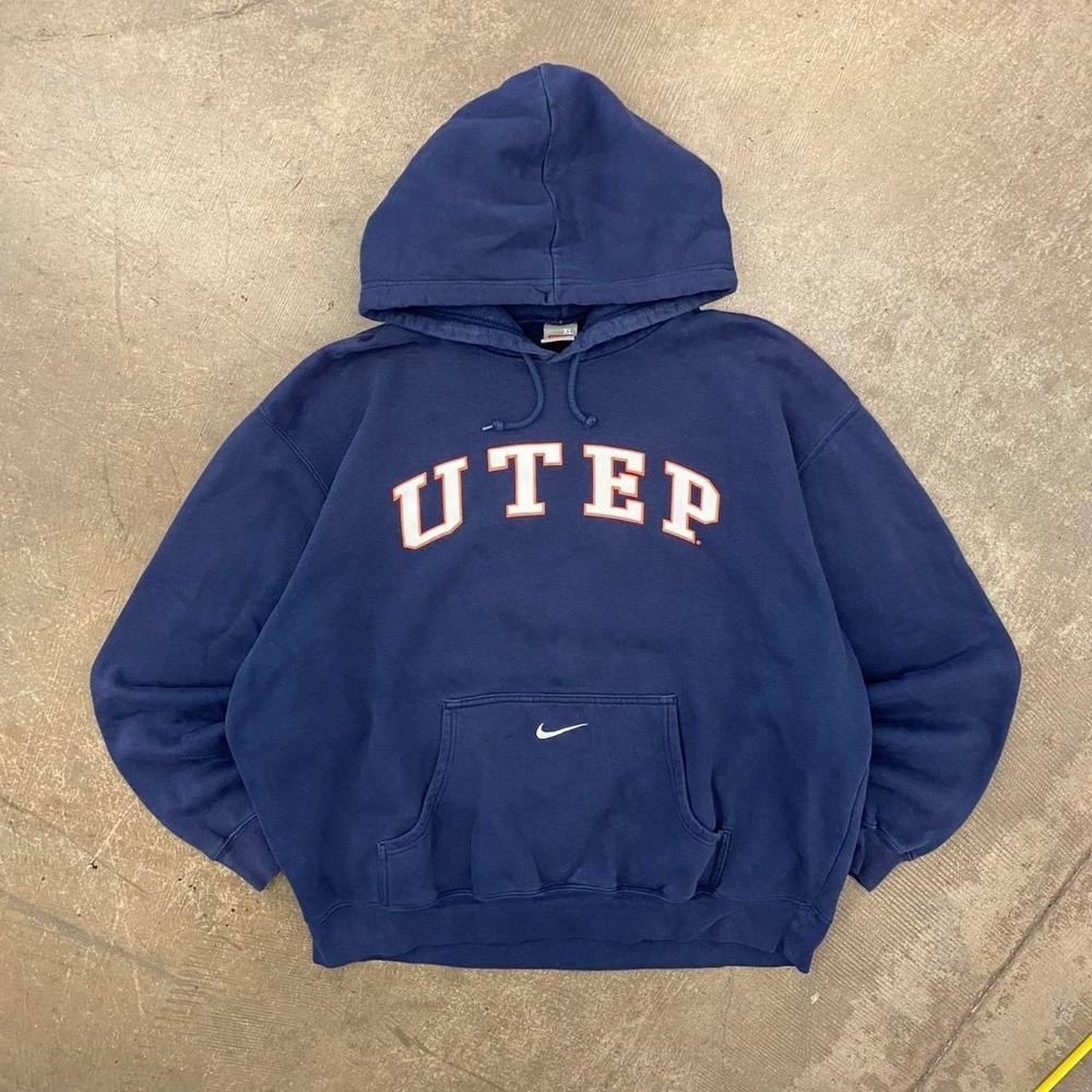 Vintage UTEP University of Texas El Paso Miners 90s Nike Center Swoosh Hoodie XL